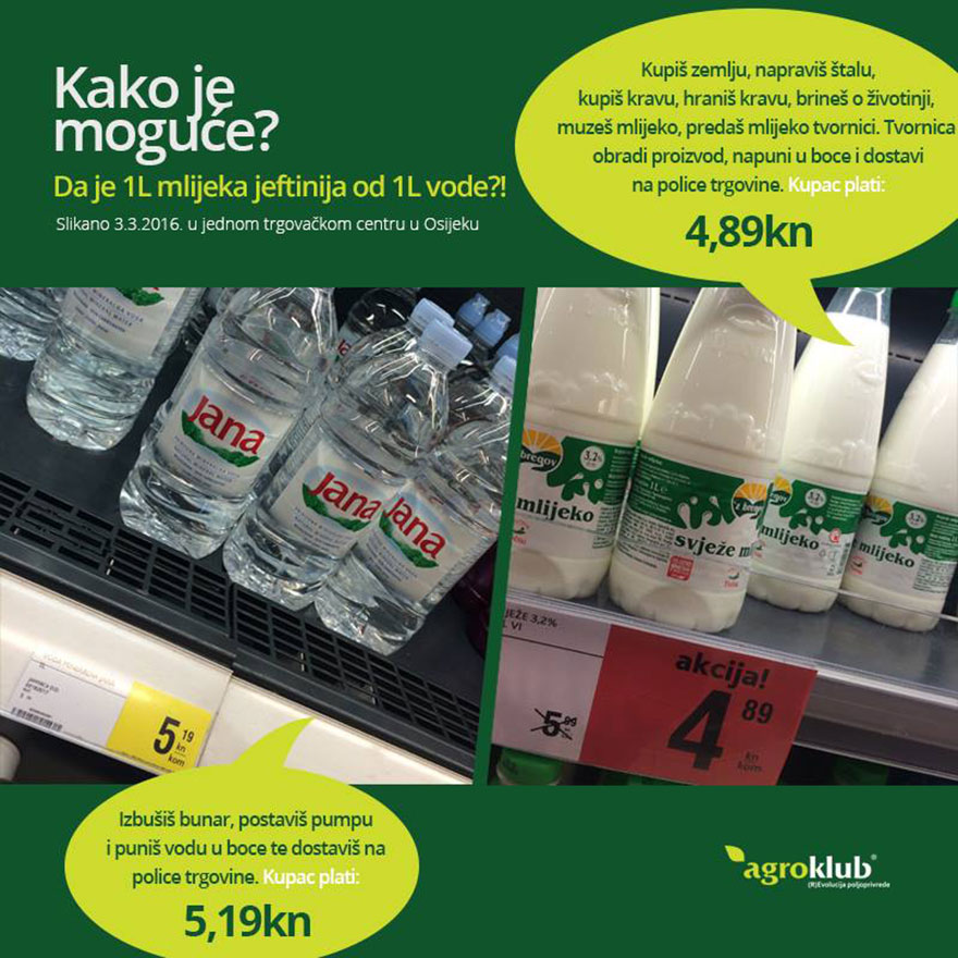 Ako se gledaju cijena vode i mlijeka, te posao koji stoji iza njih, apusrd postaje još većim.