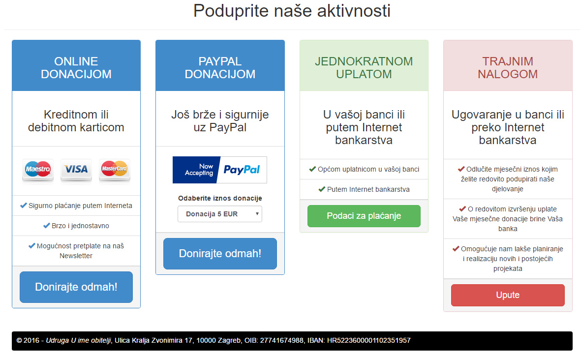 Voljeli li ih mi ili ne, moramo priznati da udruga U ime obitelji zna kako prikupiti sredstva za svoju kampanju. Koriste sve moguće načine da donatorima olakšaju uplatu sredstava na njihov račun. Zašto i druge udruge ne koriste tu mogućnost?