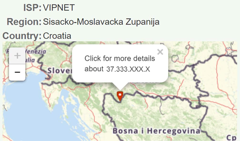 Sustav će lako doznati vašu IP adresu, zna da tko vam daje uslugu korištenja interneta, zna u kojoj županiji živite, a locirat će i grad u kojem živite!