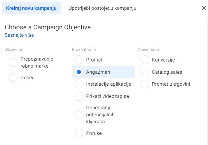 Kreiranje kampanje
